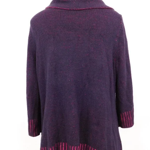 CJ Banks Sweater Women 1x Purple 3/4 Sleeve Cowl Neck Button Up Pockets Cozy - Picture 3 of 10
